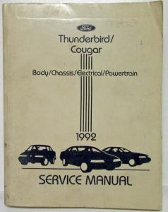 1992 Ford Thunderbird Mercury Cougar Service Shop Repair Manual