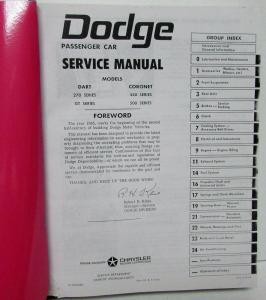 1965 Dodge Technical Service Shop Repair Manual Dart GT Coronet 440 500 Repro