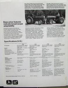 1976 John Deere Dealer Sales Brochure Data Sheet 2040 2240 2440 2640 Tractors