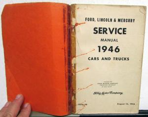 1946 Ford Lincoln Mercury Car Truck Service Manual Flathead 6 Original Repair