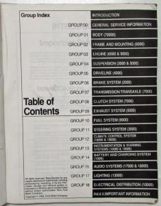 1993 Lincoln Mark VIII Service Shop Repair Manual from Ford Motor Company