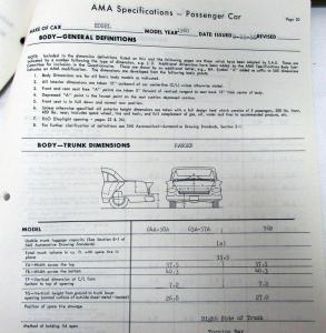 1960 Edsel Ranger AMA Consolidated Specification Questionnaire