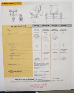 1960 International IH Brochure Data Spec Sheet Rear Mounted Rippers For Crawlers