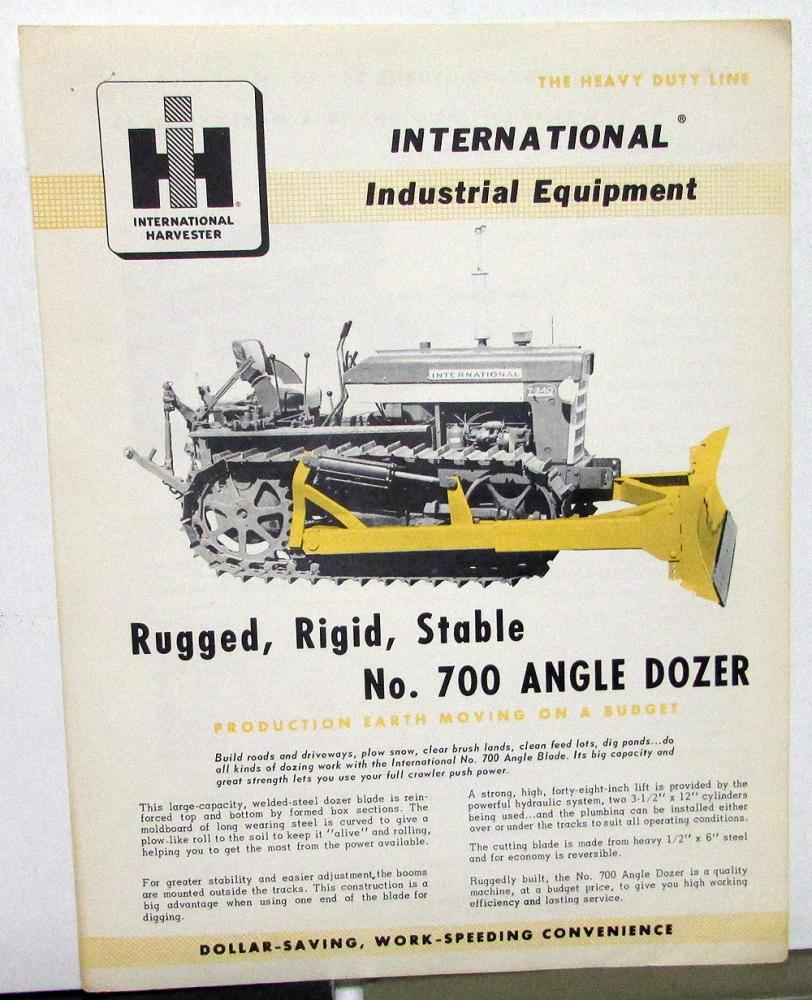 1961 International IH Brochure Data Spec Sheet No 700 Angle Dozer Industrial