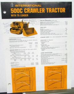 1971 International IH Dealer Sales Brochure Data Spec Sheet 500C Crawler Tractor
