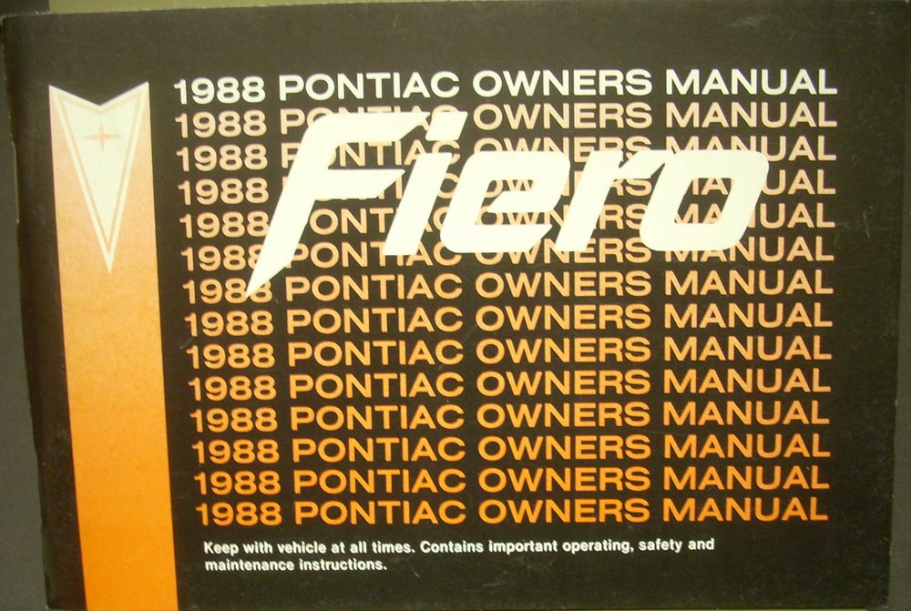 1988 Pontiac Fiero GT Sport Owners Manual