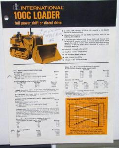 1971 International IH Dealer Sales Brochure 100C Loader Tractor Construction