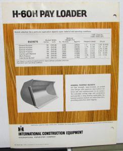 1972 International IH Dealer Brochure H-60H Pay Loader Tractor Construction