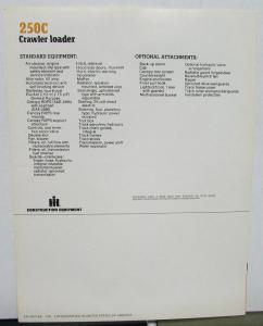 1981 International IH Dealer Sales Brochure 250C Crawler Loader Tractor