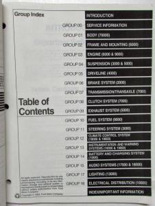 1994 Ford Aspire Service Shop Repair Manual
