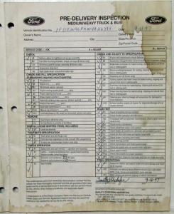 2008 Ford Inspection Manual Pre-Delivery Medium and Heavy Truck & Bus