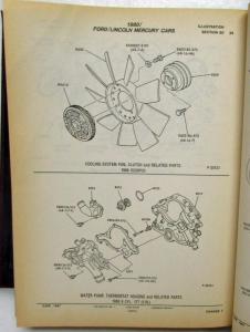 1980-1988 Ford Lincoln Mercury & Trucks Text Illus Parts Catalog Supplements