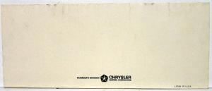 1965 Plymouth Fury Belvedere Taxicab Sales Brochure Original