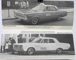 1965 Plymouth Fury Belvedere Taxicab Sales Brochure Original