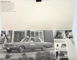 1965 Plymouth Fury Belvedere Taxicab Sales Brochure Original