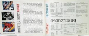 1961 Plymouth Valiant Fury Belvedere Savoy Suburban Oversized Sales Brochure