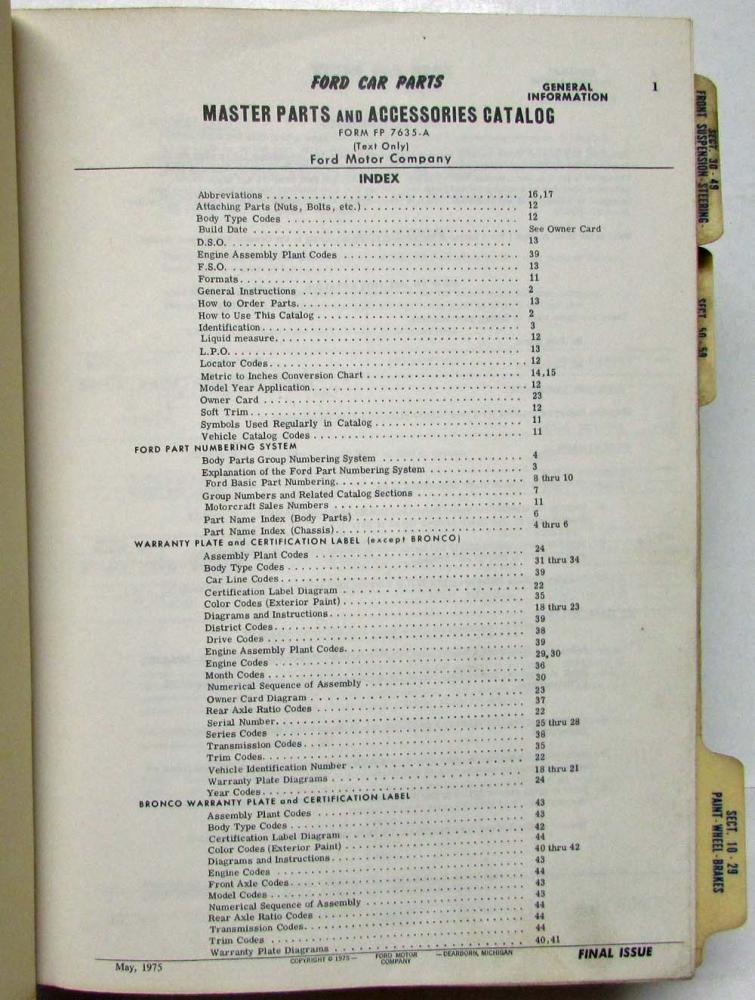 1965 1966 1967 1968 1969 1970 1971 1972 Ford Car Master Parts Catalog 3