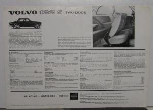 1963 Volvo 122 S Two-Door Spec Sheet