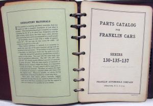 1929-1931 Franklin Series 130 135 137 Dealer Parts Catalog Book Repair Orig