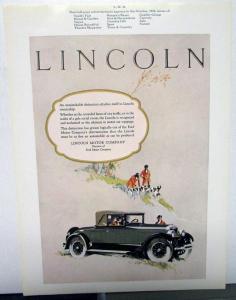 1927 Lincoln Original Ad Proof Vanity Fair Vogue Harpers Bazar House & Garden