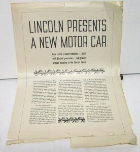 1931 Lincoln Ad Proof Newspaper Magazine Advertisement Original New Car