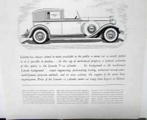 1932 Lincoln Ad Proof Newspaper Magazine Advertisement V-12 Models