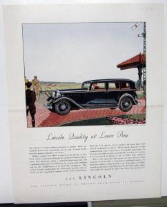 1932 Lincoln Ad Proof Magazine Color Advertisement V-8 & V-12 Models