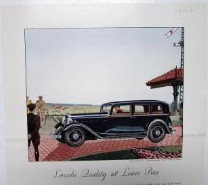 1932 Lincoln Ad Proof Magazine Color Advertisement V-8 & V-12 Models