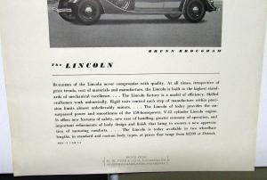 1934 Lincoln Ad Proof National Geographic Magazine Brunn Brougham