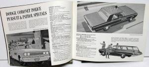 1965 Dodge Polara Coronet Police Pursuit Sales Brochure Wagon Original