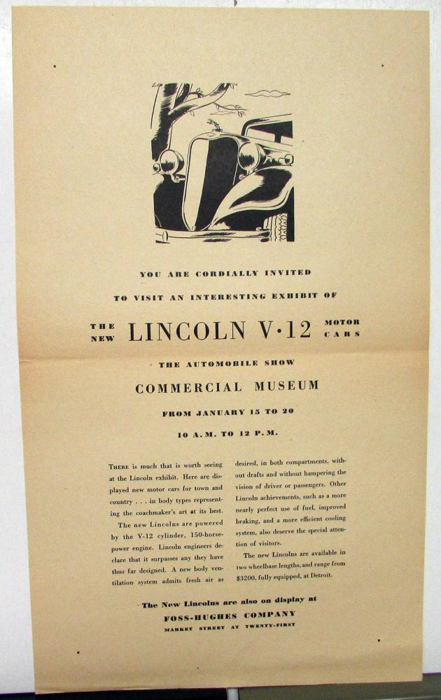 1934 Lincoln Ad Proof Newspaper Advertisement V12 Exhibit At Auto Show Medium
