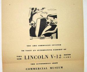 1934 Lincoln Ad Proof Newspaper Advertisement V12 Exhibit At Auto Show Medium
