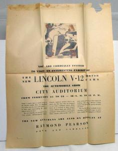 1934 Lincoln Ad Proof Newspaper V12 Exhibit At Auto Show Houston Post Large