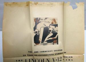 1934 Lincoln Ad Proof Newspaper V12 Exhibit At Auto Show Houston Post Large