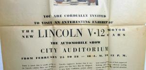 1934 Lincoln Ad Proof Newspaper V12 Exhibit At Auto Show Houston Post Large