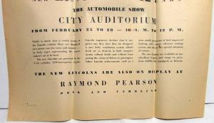 1934 Lincoln Ad Proof Newspaper V12 Exhibit At Auto Show Houston Post Large