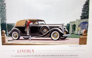 1935 Lincoln Color Ad Proof Magazine New Models V12 Brunn Convertible Victoria