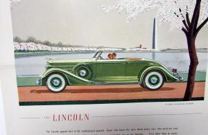 1935 Lincoln Color Ad Proof Magazine New Models V12 LeBaron Convertible Roadster