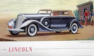 1935 Lincoln Color Ad Proof Fortune Magazine New Model LeBaron Convertible Sedan