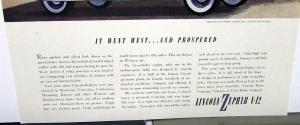 1940 Lincoln Zephyr V12 Magazine Ad Proof Prospered Out West Time Fortune Orig