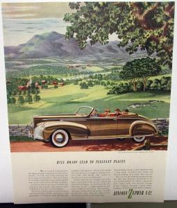 1940 Lincoln Zephyr V12 Magazine Ad Proof New England Hill Roads Time Fortune
