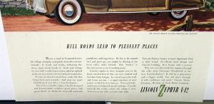 1940 Lincoln Zephyr V12 Magazine Ad Proof New England Hill Roads Time Fortune