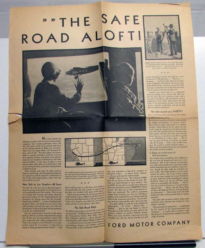 1929 Ford Trimotor Airplane Ad Proof Transcontinental Air Transport Passenger