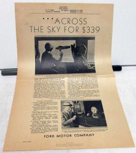 1929 Ford TriMotor Airplane Ad Proof New York To LA For $339 Wall St Journal