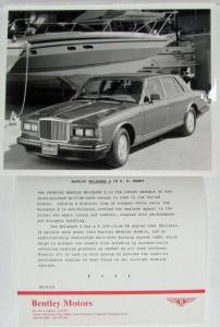 1988 Bentley Prestige Press Kit Media Release