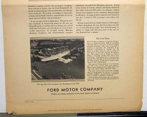 1930 Ford TriMotor Airplane Ad Proof Over Europe European Aviation