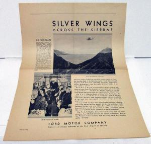 1930 Ford TriMotor Airplane Ad Proof Silver Wings Across The Sierras California