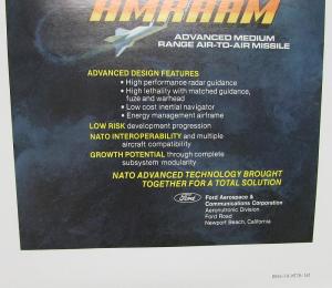 1978 Ford Aerospace Aeronutronic Division Magazine Ad Proof AMRAAM Missile
