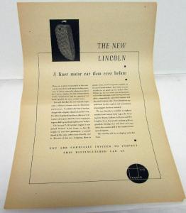 1935 Lincoln V12 Newspaper Ad Proof New Lincoln Models Standard & Custom Bodies