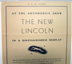 1931 Lincoln V12 Newspaper Ad Proof New Lincoln Models At Automobile Show